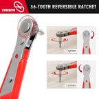 STREBITO Right Angle Screwdriver 14 Piece Mini Ratchet Set, Offset Screwdriver Low Profile Ratchet Screwdriver Set with 1/4 Ratchet, Hex, Phillips, and Torx, EDC Bit Driver for Tight Spaces, Bike