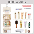 TOPEAST Travel Toiletry Bag for Women - Hanging Toiletry Bag Makeup Bag, Portable Toiletries Cosmetic Bag, Airplane Travel Essentials - Letter Y, Blue