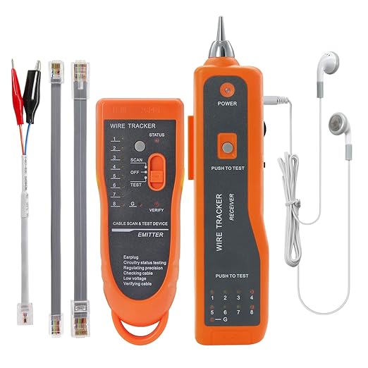 Wire Tester RJ45 RJ11 Cable Tracker Line Finder Multifunction Wire Tracker Ethernet LAN Network Cat5 Cat6 with Earphone for Cable Collation, Network Maintenance Collation, Telephone Line Test