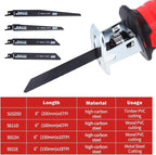 Cordless Reciprocating Saw | 21V 2000mAh * 2 Batteries, 3000RPM, 28mm Stroke Length, 4 Blades | Electric Power Reciprocating Saw for Wood/Metal/PVC Cutting