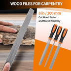 KUZURYU Woodworking Rasp Set – 3PCS Multi-Shape Precision Wood Files（Flat, Half-Round, Round） with Ergonomic Handles for Carpentry, DIY, and Wood Restoration