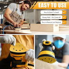 Maxdot 200 Pcs 5 Inch Sanding Discs 8-Hole Hook and Loop Gold Sandpaper, 60-Grit for Random Orbit Sander