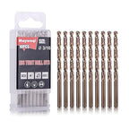 3/16 Inch Cobalt Drill Bit Set (10Pcs), M35 Fully Grounded 5% Cobalt Bits for Hardened Metals, Stainless Steel, Cast Iron and Wooden Plastics, with Storage Box