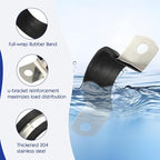 10PCS Reinforced Rigid Pipe Strap Clamp 1 Inch Conduit Clamp with Rubber Straps, Pipe Brackets for Mounting 2 Hole U Clamps Brackets Strap Hanger Tube Tension Clips Heavy Duty