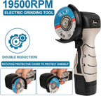 Cordless Brush Angle Grinder Kit, 19500rpm Mini Electric Angle Grinding Tool with 2pcs 16.8V 2000mAh Batteries and 5-Cutting Discs, Grinder Handheld Cutter for Metal Wood