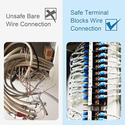Terminal Block,2 Pack 6 Circuits 20-30A 200v-450v Dual Row Screw Terminals Strip +24 PCS Heat Shrink Wire Connectors