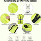 TICONN Reflective Safety Vest High Visibility Class II Mesh Vest for Women & Men Meets ANSI Standards