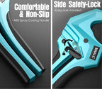 SHALL PVC Pipe Cutter, Cuts up to 1-5/8”, Heavy-Duty Aluminum Ratchet Pipe Cutter Tool for PVC, PPR, PE, PEX, Plastic Hoses & Plumbing Pipes, Fast Pipe Tube Cutters with High Performance SK5 Blade