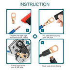 10PCS Battery Cable Ends, 2 Gauge Wire Connectors 3/8 Copper Wire Lugs, Bare Copper Eyelets with Heat Shrink Tubing by HOUSUN