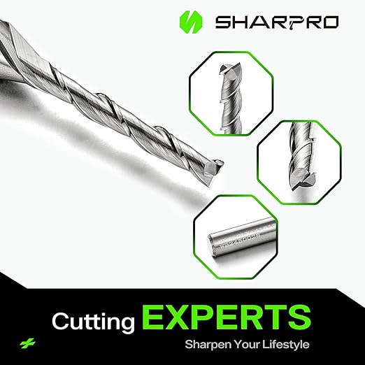 Extra Long Spiral Upcut Router Bit 1/4 Inch Shank 1/8 Inch Cutting Dia. 1 Inch CL. 3 Inch OVL. Solid Carbide Upcut CNC Router Bit for Wood Cutting, Engraving and Plunging Applications (5PCS)