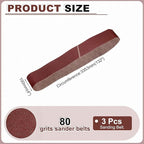 HARFINGTON 4 x 132 Inch Sanding Belts, 3 Pcs 80 Grit Aluminum Oxide Abrasive Belt Sander File Belt for Woodworking, Metal Polishing, Knife Sharpener