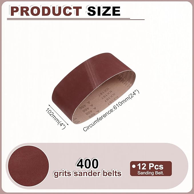HARFINGTON 4 x 24 Inch Sanding Belts, 10 Pcs 400 Grits Aluminum Oxide Abrasive Belt Sander File Belt for Woodworking, Metal Polishing, Knife Sharpener