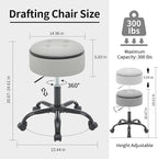 Vnity Stool with Wheels (Chair & Small Table in One) (Adjustable Tattoo Chair 20.67"-24.61"), Gray Stool for Desk with Storage