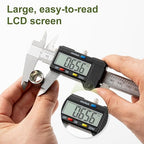 Digital Caliper 0-12" Measuring Tool with Metal Ruler, Micrometer Caliper with Auto-Off Feature, Interchangeable Between inches and millimeters for DIY/Household and 3D Printing, Black