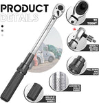 1/2-Inch Drive Click Torque Wrench, Torque Wrench 1/2 Drive 10-160FT.LB/13.6-217N.M with a XIPE Storage Tray, Grey