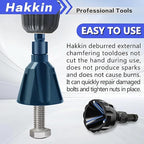 4Pcs Deburring External Chamfer Tool with Tungsten Carbide Blade, Hakkin Bolt Deburring Chamfering Drill Bit Remove Burr Tools, All Thread Deburring Tool with Hex Shank - Fits 1/8" to 1" (3-25mm)
