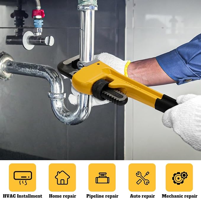 24 Inch Adjustable Heavy Duty Pipe Wrench, High Carbon Steel with Precision Worm Gear and Serrated Jaws, for Industrial Pipe Installation & Repair