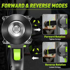 Brushless Cordless Impact Wrench 1200Nm (885Ft-lbs) High Torque, 1/2 Inch Impact Gun with 2x20V 4Ah Batteries, 3-Speed, 4 Cr-V Sockets (17/19/21/22mm) for Car Tire, Mower Lug Nut
