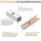 SVAAR 100PCS 26-22 Gauge Non Insulated Butt Connectors 26-22 AWG Uninsulated Butt Splice Connectors Crimp Repair Butt Splices Kit Tinned Copper Marine Grade Seamless Barrel Crimp Butt Splice Terminals