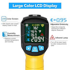Infrared Thermometer Gun, TEMIRUP Digital Laser Temperature Gun - Non Contact IR Temp Gun with Adjustable Emissivity & Thermocouple Probe for Cooking, Pizza Oven, Griddle, HVAC (-58°F to 1472°F)