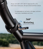 BRCOVAN UTV Whip Flag Mount, Solid Aluminum Alloy Whip Light Mount, Off-Road LED Light Bar Mounting Bracket, 360° Adjustable Roll Cage Clamp Holder Fit 1.5''/1.65'' /1.75''/1.85''/2'' Roll Bars, 1PC