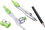 Math Geometry Kit Sets 10 Piece Student Supplies with Shatterproof Storage Box,Includes Rulers,Protractor,Compass,Eraser,Pencil Sharpener,Lead Refills,Pencil,for Drafting and Drawings（Green）