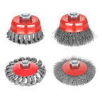 Wire Wheel Brush for 4 1/2 Angle Grinder, 5/8"-11 Thread Arbor,4 & 3 Inch Twist Knotted Coarse Crimped Wire Brushes (Wire Wheel Set)