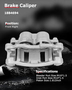 cciyu Front Right Brake Caliper Assembly w/Bracket 18B4694 For Chevy For Blazer/For S10,For GMC For Jimmy/For Sonoma,For Isuzu For Hombre,For Oldsmobile For Bravada