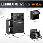 8 Drawers Rolling Tool Chest, Tool Box Detachable Top Metal Tool with Locking System, Protective Mat & Tool Rack, Garage Storage Cart with Side Cabinet, Tool Box for Garage