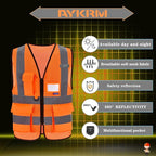 A-SAFETY High Visibility Mesh Safety Reflective Vest with Pockets and Zipper,Hi Vis Viz Reflective Safety Vest(Orange Mesh M)