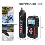 NOYAFA NF-8209S Network Cable Tester, Ethernet Cable Tester with CAT5, CAT6 Line Tracer, PoE, NCV, QCFunction,Length Test, Port Flashing,Fault Line Scan for Cable Grooming,LAN Network Cable Tracer Kit