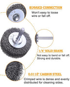 Rocaris 2 Pack 2 Inch Wire Wheel Brush for Drill Attachment - Heavy Duty Carbon Steel Brushes for Paint, Rust & Corrosion Removal - 0.0118" Wire, 1/4in Shank, 20000RPM
