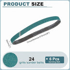 HARFINGTON 2 x 36 Inch Sanding Belts, 6 Pcs 24 Grit Zirconia Abrasive Belt Sander File Belt for Woodworking, Metal Polishing, Knife Sharpener