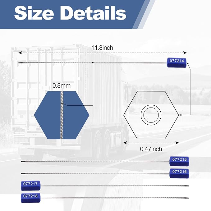 600 Pieces Security Cable Seals, Metal Number Security Tags for Truck, Trailers, Cargo, Containers, Vans, Oil Tank, Milk Vehicle (Blue, 600 Pack)