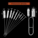 10 Pcs Flexible Drain Brush Straw Cleaner Brush Set,Pipe Cleaners Brush,61Inch Stainless Steel Double-Ended Hose Brush 8.2Inch Nylon Long CPAP Tube Cleaning Brush for Home Kitchen Sink Plumbing(White)