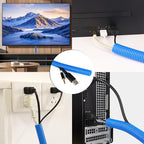 Split Wire Loom Tubing, 10,25ft Cord Protectors from Pets No Chew, Flexible Wire Covers Cord Protectors, Protective Split Cable Sleeve for Automotive Home Industrial Wires(Blue, 0.51inch-25ft)