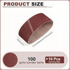 HARFINGTON 4 x 24 Inch Sanding Belts, 10 Pcs 100 Grits Aluminum Oxide Abrasive Belt Sander File Belt for Woodworking, Metal Polishing, Knife Sharpener