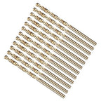 METALLIXITY Drill Bit (#21) 12Pcs, M2 High-Speed Steel Micro Number Bits Spiral Flute 135°Point Tip Gold Finish for Stainless Steel Iron Copper Aluminum Hard Metal
