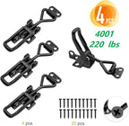 4 Pack Adjustable Black Toggle Clamp Latch (4001) Heavy Duty 220 lbs Toggle Latch & Quick Release Metal Pull Latches, Easy to Install for Lid Box Case Door Smoker room(20pcs 0.6" Screws)