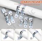 Tanstic 30Pcs 1 Inch EMT Pipe Strap Zinc Plated Steel One Hole Strap Conduit Clamp Rigid Pipe Strap for Pipe Fixing