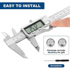 Digital Caliper Measuring Tool, 6 Inch Stainless Steel Vernier Caliper Digital Micrometer with Large LCD Screen, Auto-Off Feature, Easy Switch from Inch Metric Fraction