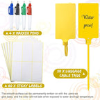 Pajean Waterproof Plastic Tags with Marker Pens and Sticker Labels, Self Locking Bag Writable Tags with Wire Cable Ties for Luggage(Multi Colors,50 Pieces)