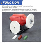 SCOTTCHEN 6inch Buffing Polishing Wheels 1/2" Arbor Hole,2 Pcs Fine (40Ply) for Bench Grinder,with Buffing Polishing Cutting Compound 4 Oz.Kit