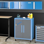 Upgraded Double Door Tool Chest with Locking System,Rolling Tool Chest with 360° Swivel Casters and Foot Pads,Large Tool Cabinet with Movable Partition for Different Needs,Large Assembly Box