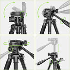 Huepar Professional Laser Level Tripod, 60 Inch Adjustable Laser Level Stand, Suit for Heavy Duty Laser Levels, Point Lasers, Laser Distance Measures; 1/4" & 5/8" Thread Mount, Non-Slip Feet, TPD14B