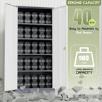 SUNCROWN 72" Metal Storage Cabinet - Heavy-Duty Metal Garage Cabinet with 4 Adjustable Shelves & 2 Doors for Tools, Office, Home, Workshop,Grey & White