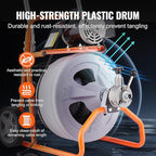 VEVOR Drain Cleaner Machine 75FT x 1/2 Inch, Auto Feed Sewer Snake Drain Auger on Wheels, Portable Drain Cleaning Machine with 8 Cutters & Air-activated Foot Switch for 2" to 4" Pipes
