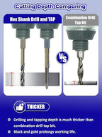 JEFE HEX Drill and Tap Set 20pc - Hex Shank Drill Bits & Thread Taps for Metal | MRO & Industrial Use | Quick-Change Combination tap 6-32UNC to 1/2"-13UNC | Impact Driver