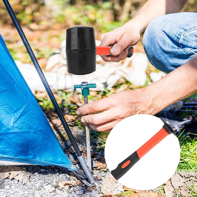 3 PCS Rubber Mallet Hammer, 16 oz Durable Rubber Hammer for Flooring Installation, Camping, Woodwork, and Tent Stakes