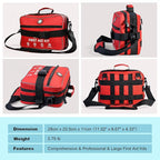 Professional 435 Pieces Large First Aid Kit - Includes Compressed Gauze - Compartments Emergency Medical Kit for Home, Camping, Backpacking, Travel, Boat, Car,Outdoors (Red)